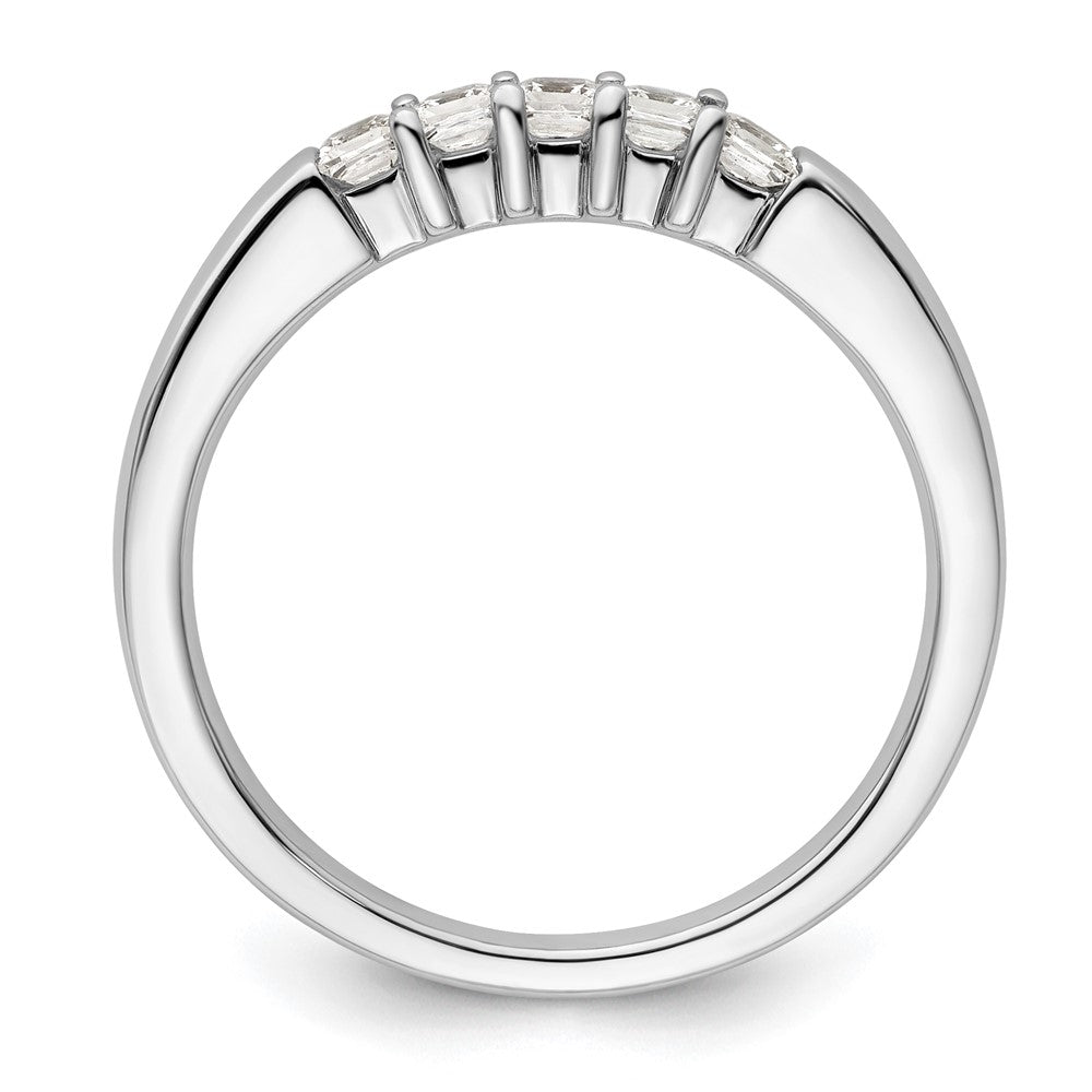 0.33ct. CZ Solid Real 14K White Gold 5-Stone Wedding Band Ring