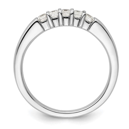 0.33ct. CZ Solid Real 14K White Gold 5-Stone Wedding Band Ring