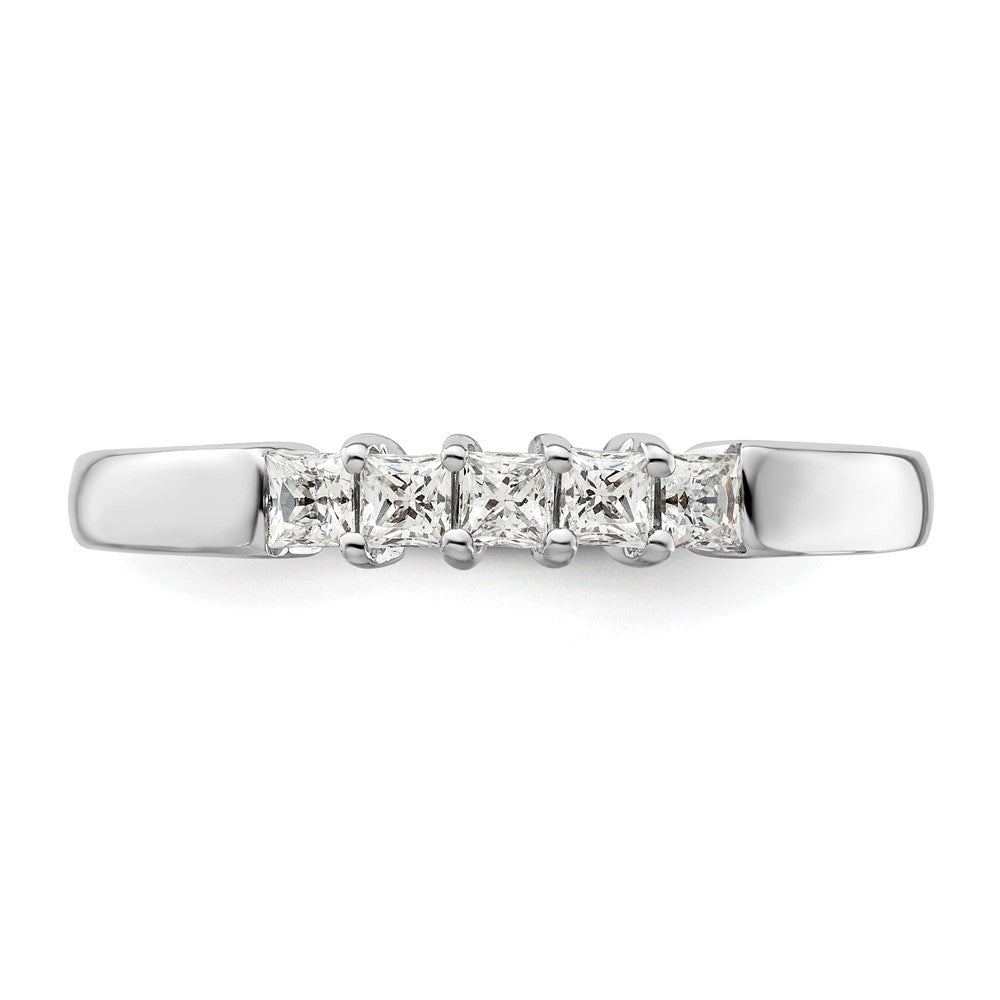 0.33ct. CZ Solid Real 14K White Gold 5-Stone Wedding Band Ring