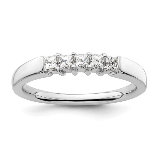 0.33ct. CZ Solid Real 14K White Gold 5-Stone Wedding Band Ring