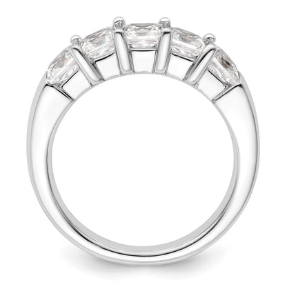 14K White Gold 5-Stone Real Diamond Band