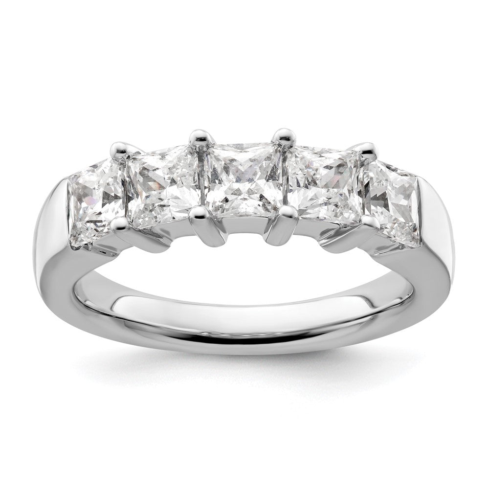 14K White Gold 5-Stone Real Diamond Band