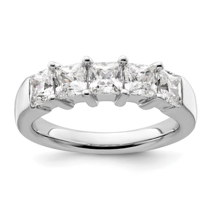 14K White Gold 5-Stone Real Diamond Band