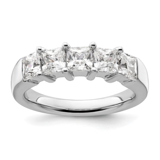 14K White Gold 5-Stone Real Diamond Band