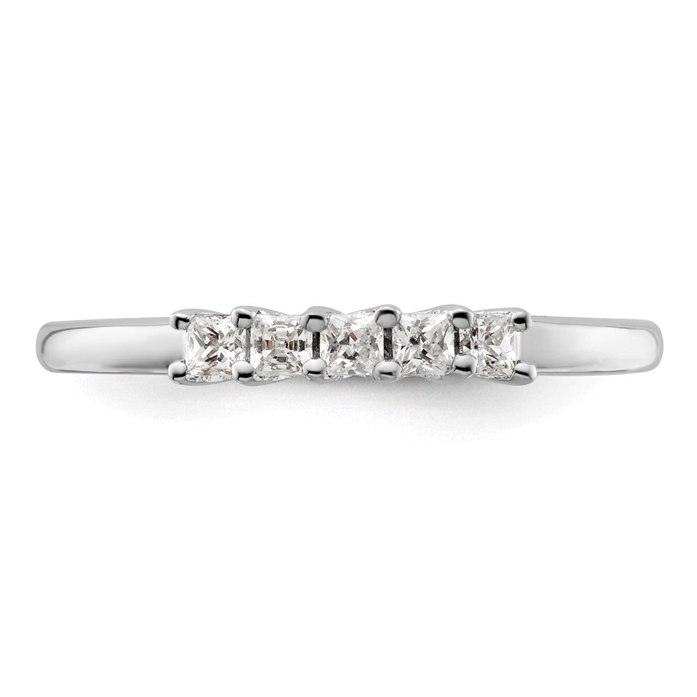 0.25ct. CZ Solid Real 14K White Gold 5-Stone Wedding Band Ring