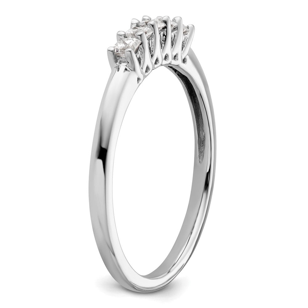 0.25ct. CZ Solid Real 14K White Gold 5-Stone Wedding Band Ring