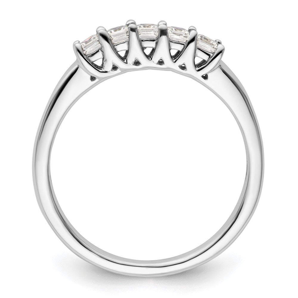 0.34ct. CZ Solid Real 14K White Gold 5-Stone Wedding Band Ring
