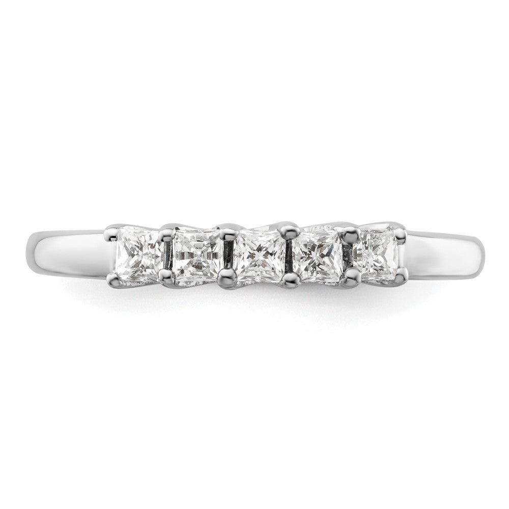 0.34ct. CZ Solid Real 14K White Gold 5-Stone Wedding Band Ring