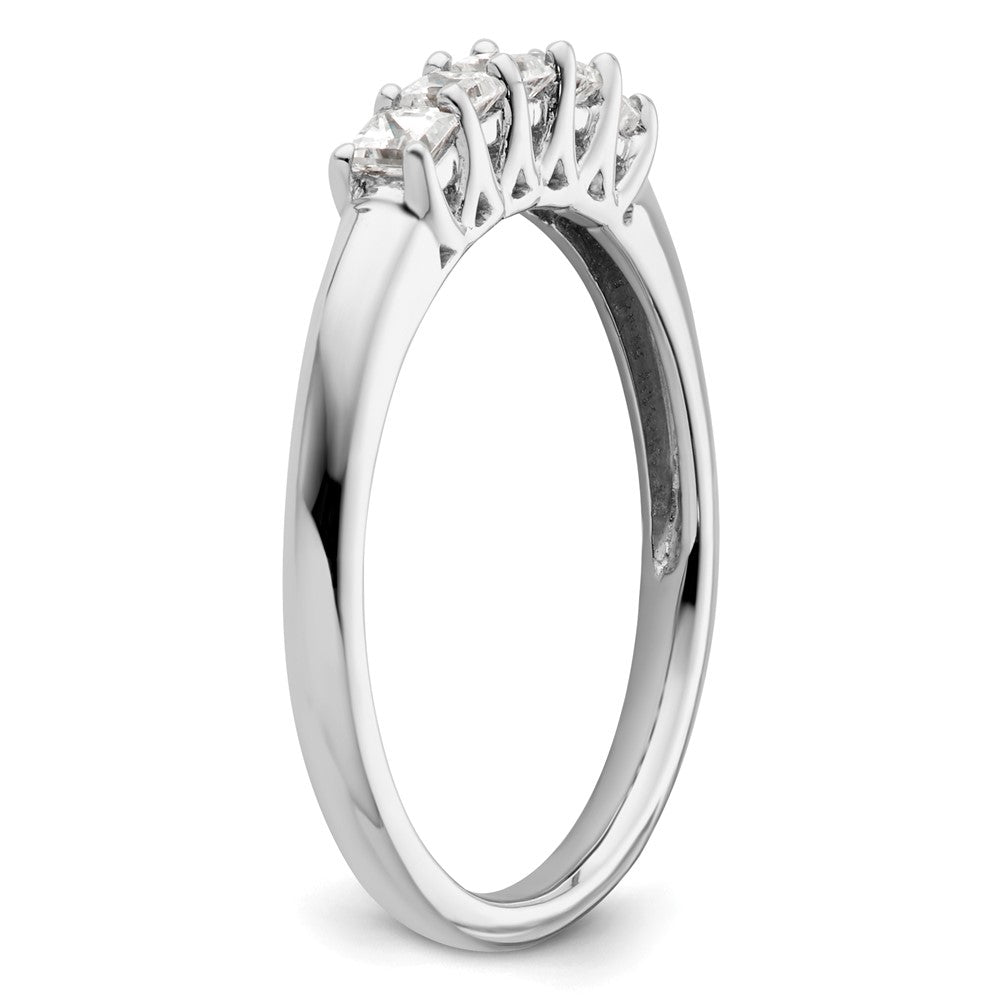 0.34ct. CZ Solid Real 14K White Gold 5-Stone Wedding Band Ring