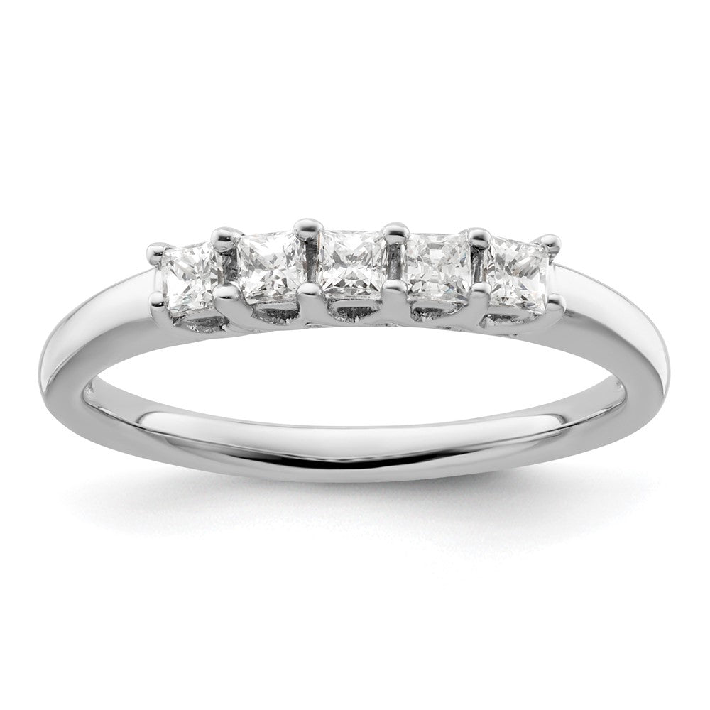 0.34ct. CZ Solid Real 14K White Gold 5-Stone Wedding Band Ring