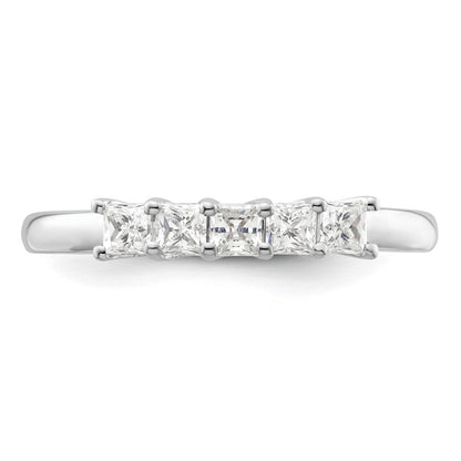 14K White Gold 5-Stone Real Diamond Band