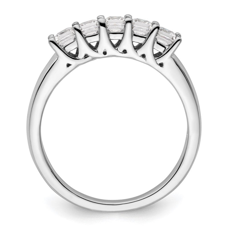 14K White Gold 5-Stone Real Diamond Band