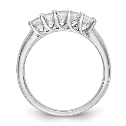 14K White Gold 5-Stone Real Diamond Band