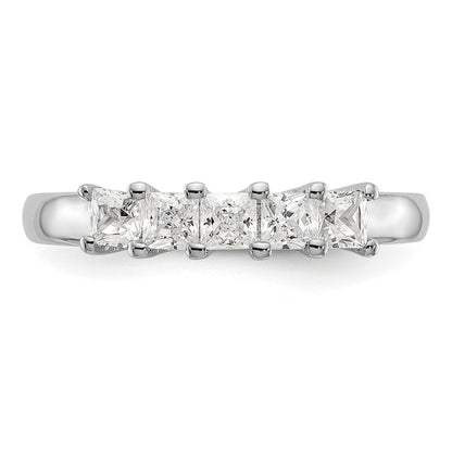 14K White Gold 5-Stone Real Diamond Band
