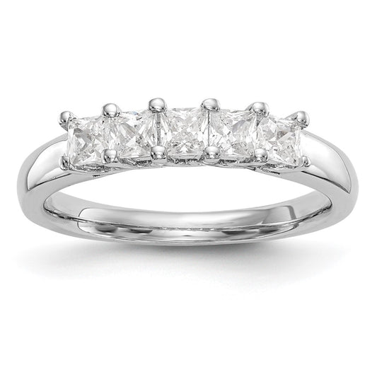14K White Gold 5-Stone Real Diamond Band