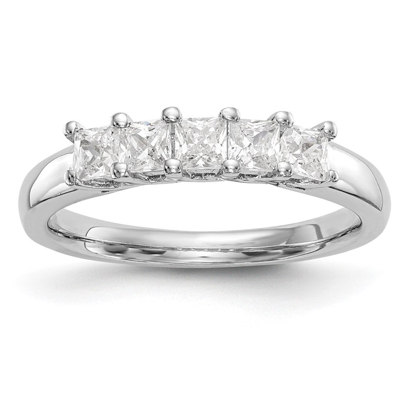14K White Gold 5-Stone Real Diamond Band