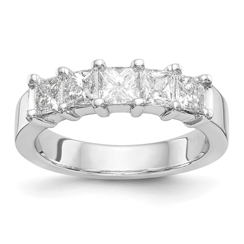 14K White Gold 5-Stone Real Diamond Band
