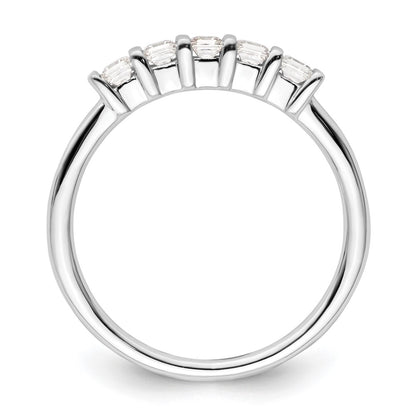 14K White Gold 5-Stone Real Diamond Band