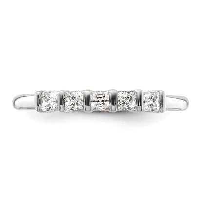 14K White Gold 5-Stone Real Diamond Band