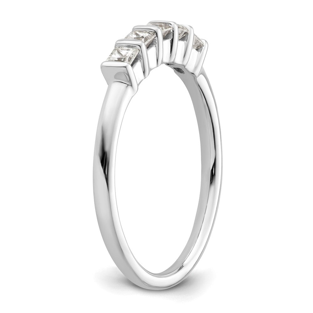 14K White Gold 5-Stone Real Diamond Band
