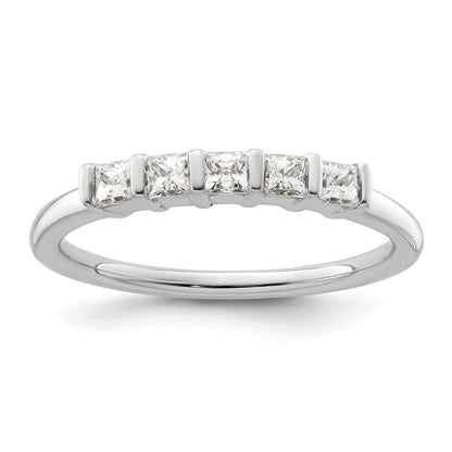 14K White Gold 5-Stone Real Diamond Band