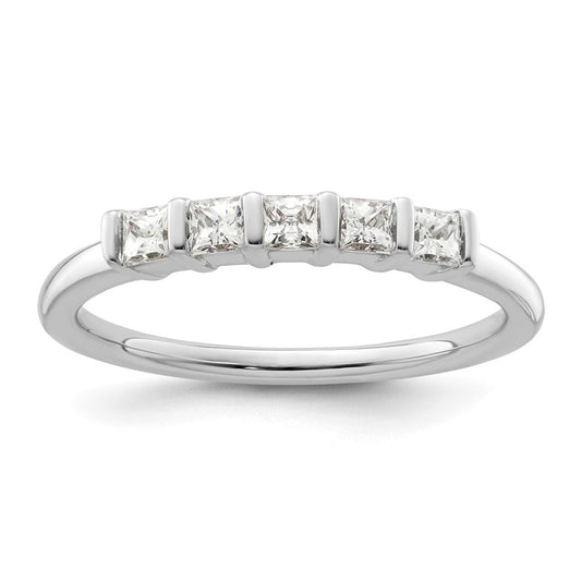 14K White Gold 5-Stone Real Diamond Band