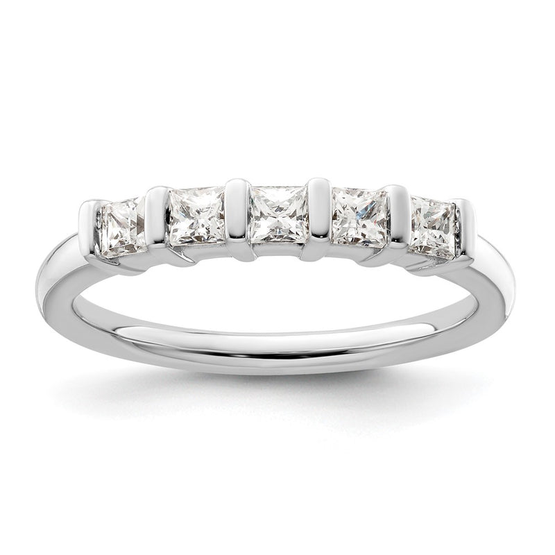 14K White Gold 5-Stone Real Diamond Band