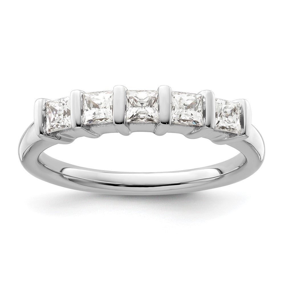 14K White Gold 5-Stone Real Diamond Band