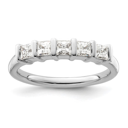 14K White Gold 5-Stone Real Diamond Band
