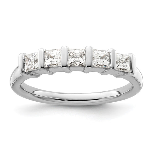 14K White Gold 5-Stone Real Diamond Band