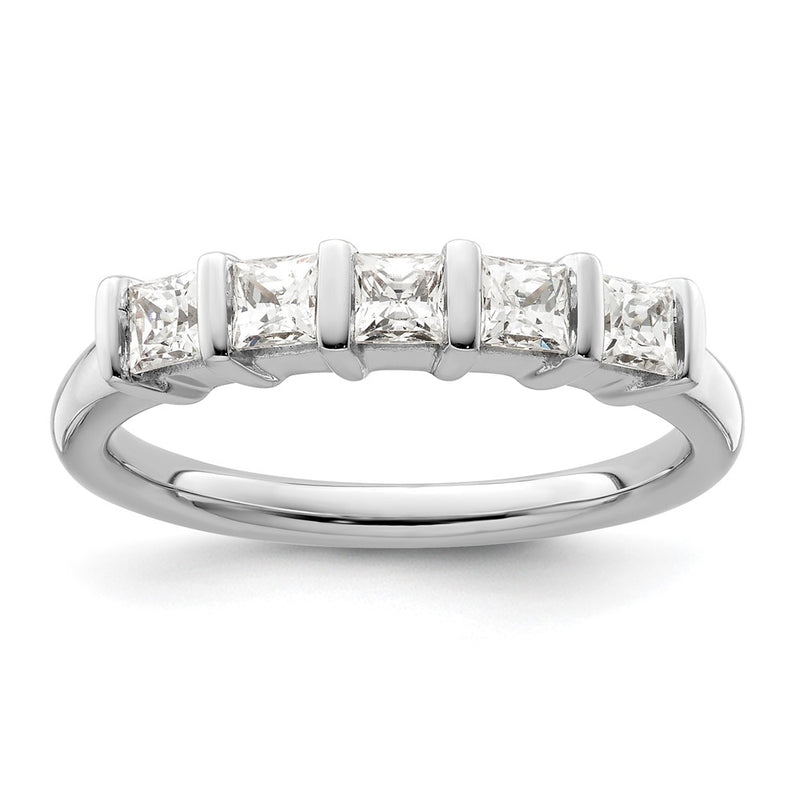14K White Gold 5-Stone Real Diamond Band