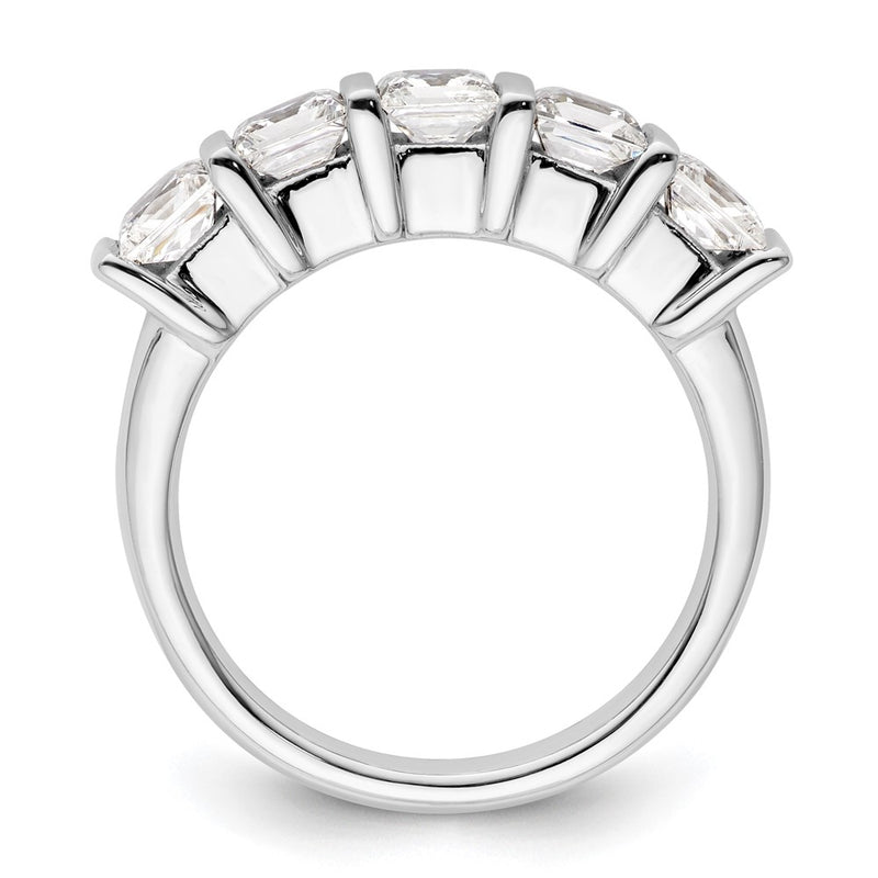 14K White Gold 5-Stone Real Diamond Band