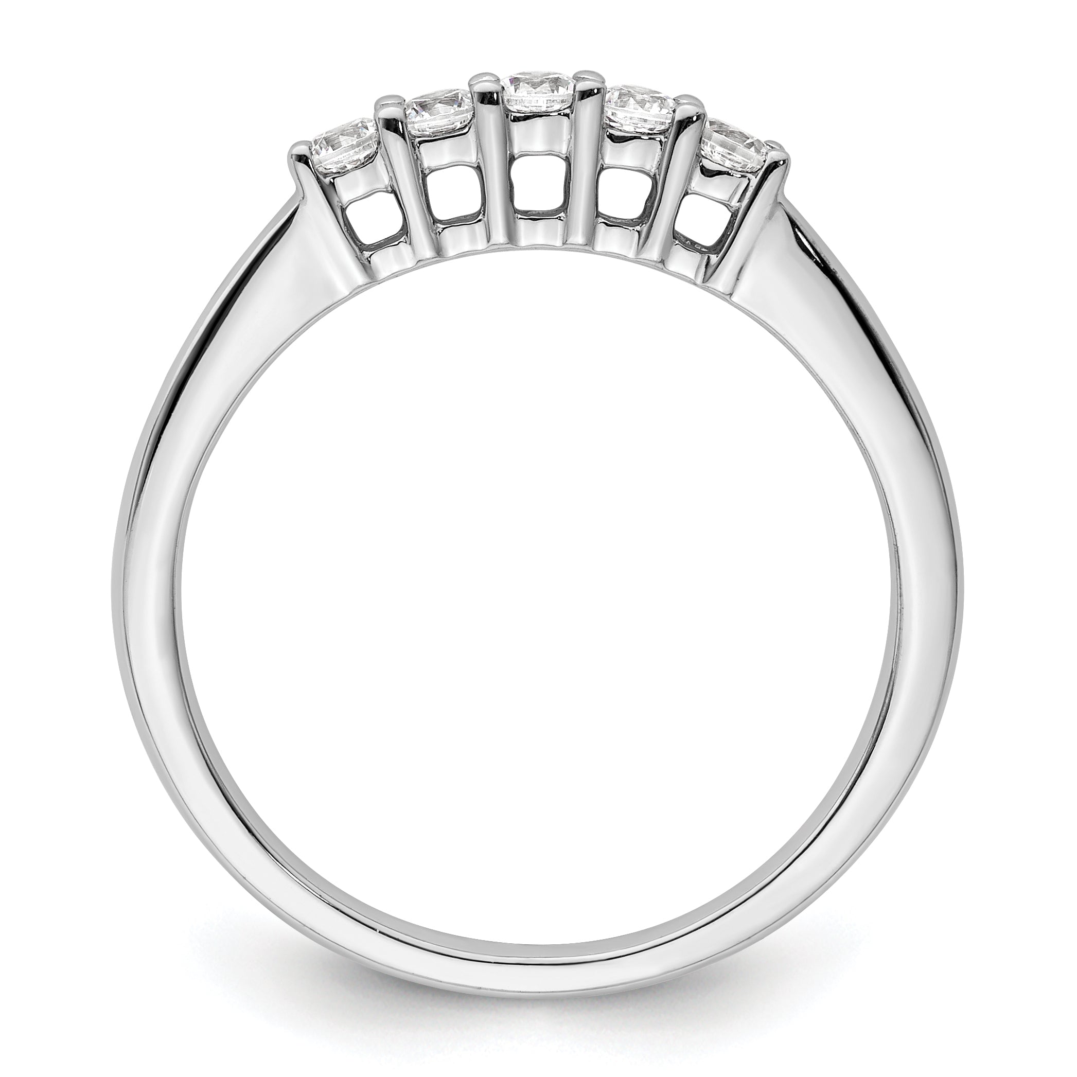 0.25ct. CZ Solid Real 14K White Gold 5-Stone Wedding Band Ring