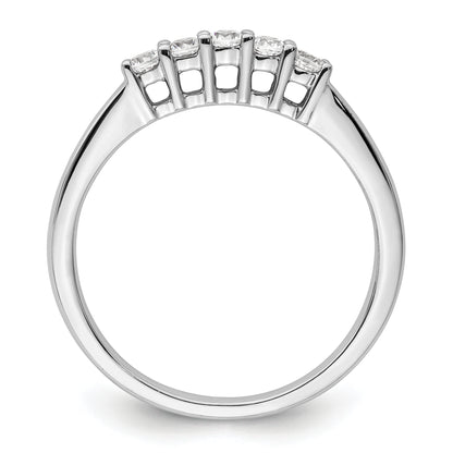 0.25ct. CZ Solid Real 14K White Gold 5-Stone Wedding Band Ring