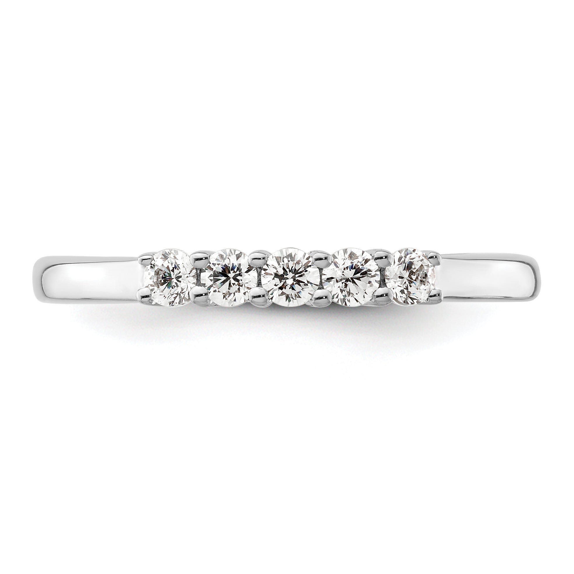 0.25ct. CZ Solid Real 14K White Gold 5-Stone Wedding Band Ring