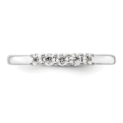 0.25ct. CZ Solid Real 14K White Gold 5-Stone Wedding Band Ring
