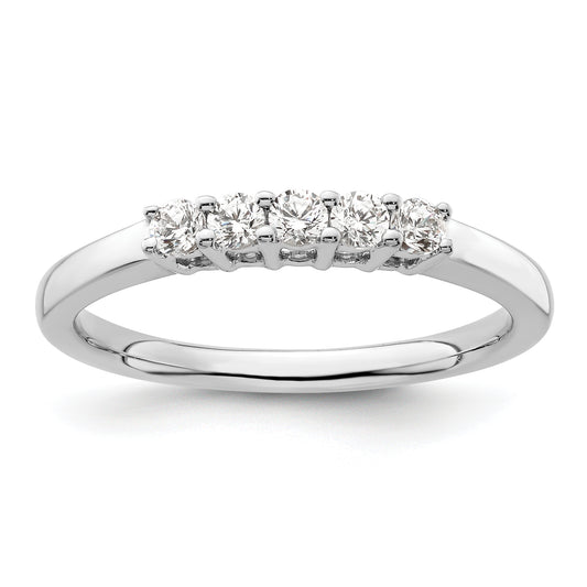 0.25ct. CZ Solid Real 14K White Gold 5-Stone Wedding Band Ring