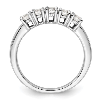 14K White Gold 5-Stone Real Diamond Band