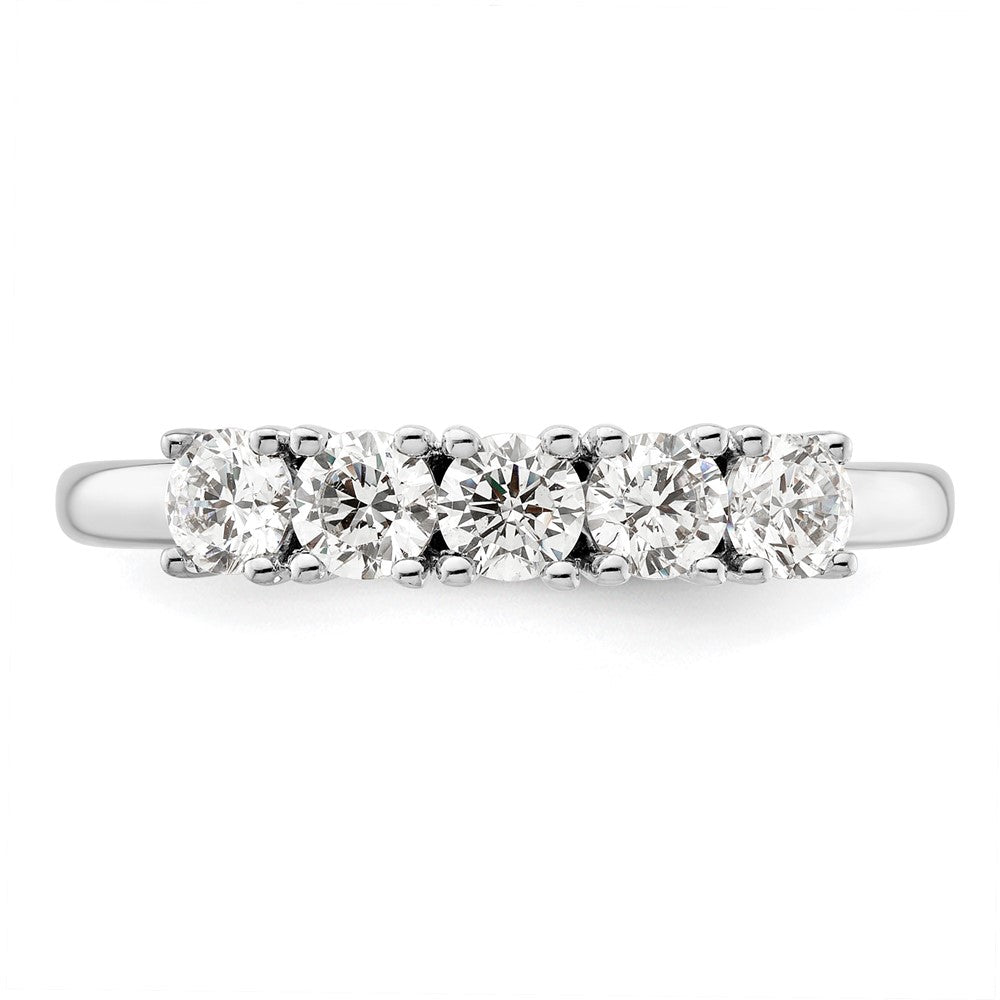 14K White Gold 5-Stone Real Diamond Band