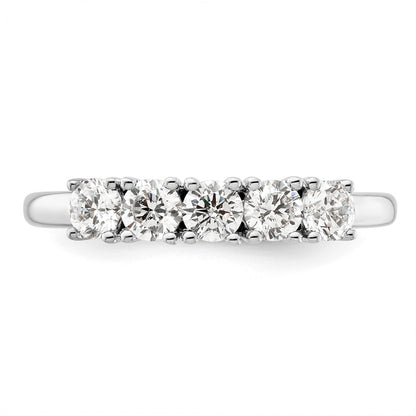 14K White Gold 5-Stone Real Diamond Band