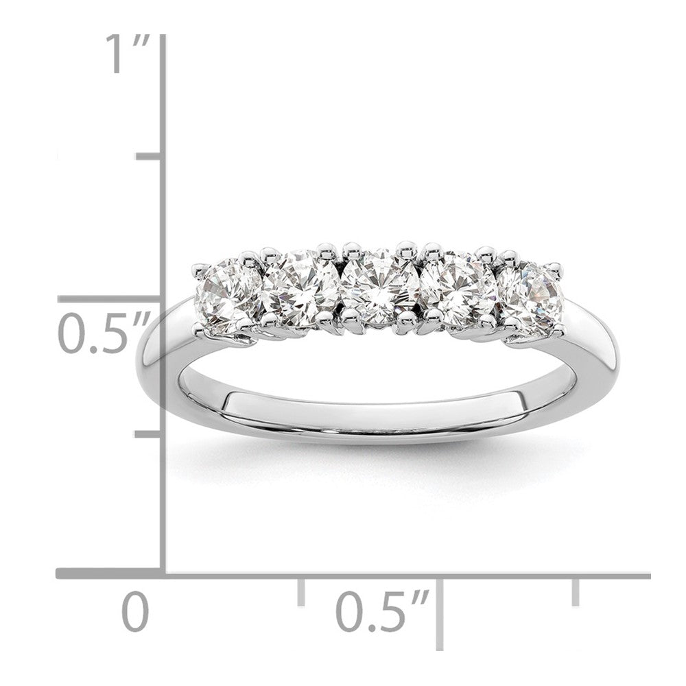 14K White Gold 5-Stone Real Diamond Band