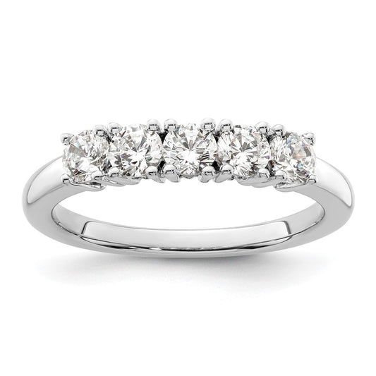 14K White Gold 5-Stone Real Diamond Band