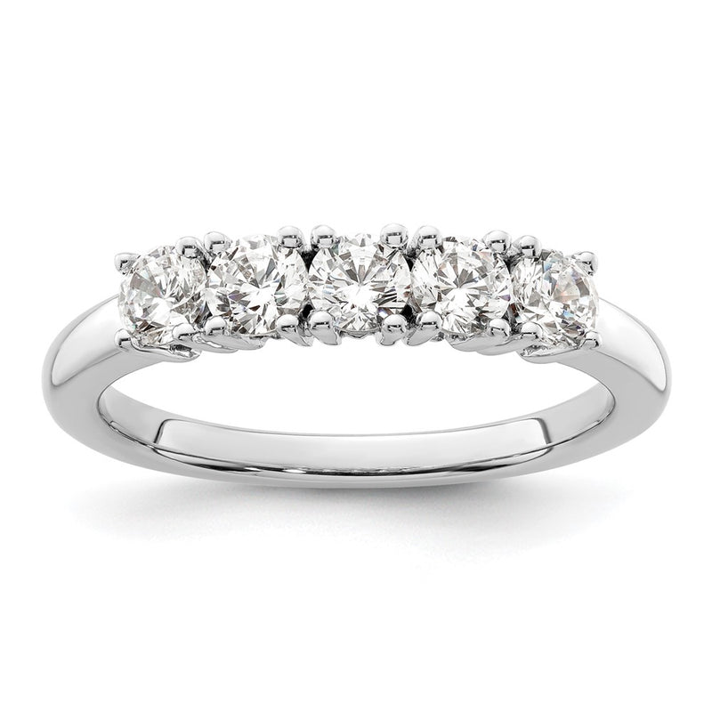14K White Gold 5-Stone Real Diamond Band