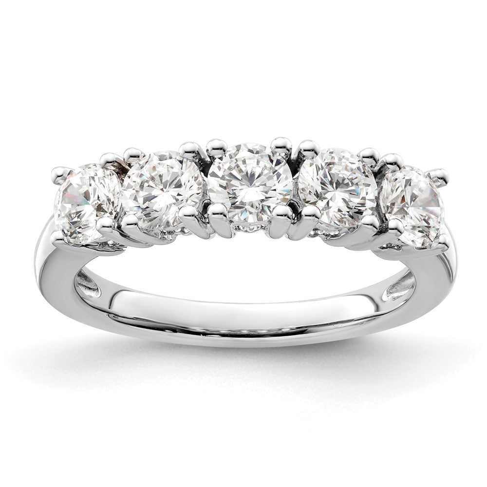 14K White Gold 5-Stone Real Diamond Band