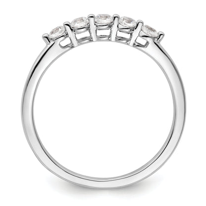0.25ct. CZ Solid Real 14K White Gold 5-Stone Wedding Band Ring