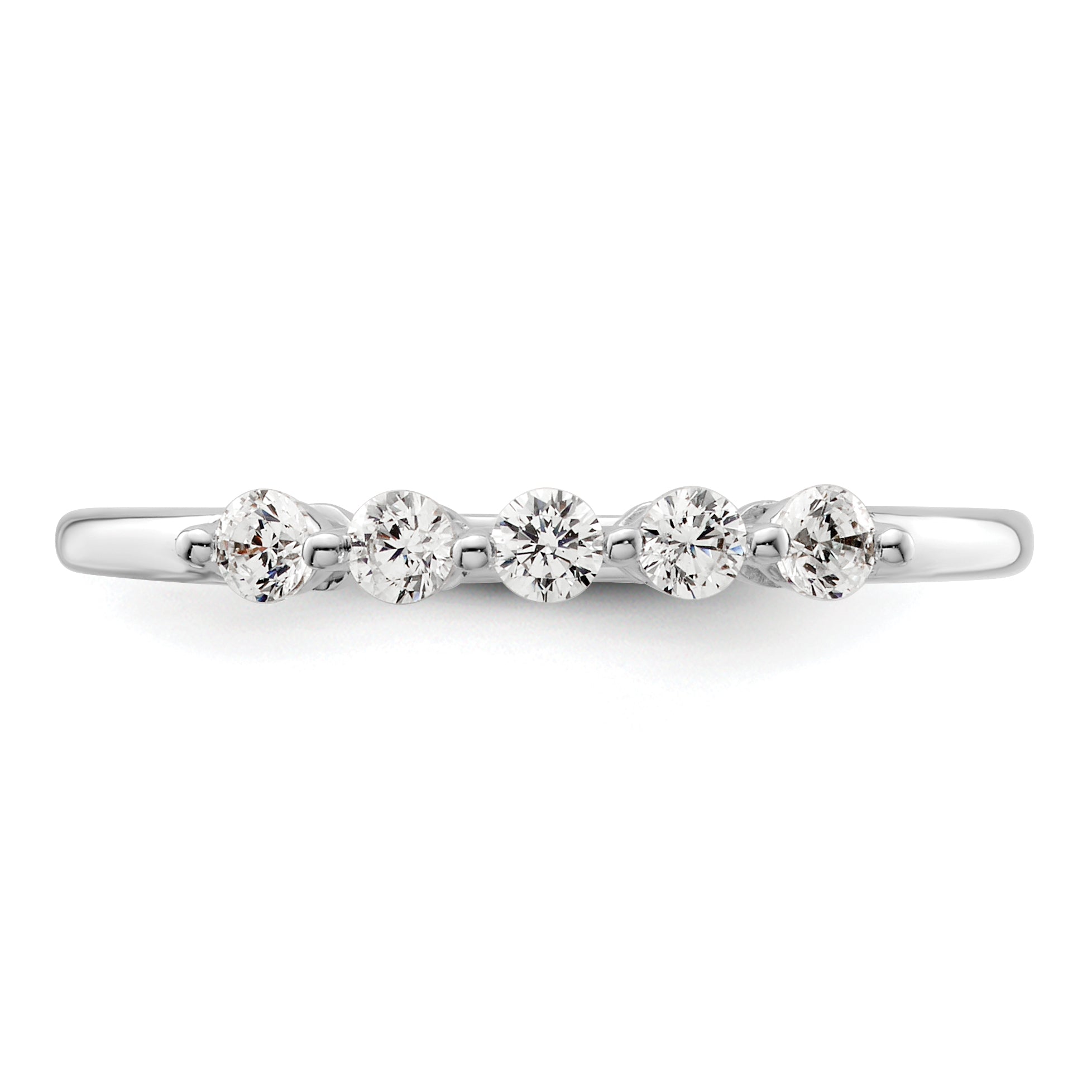 0.25ct. CZ Solid Real 14K White Gold 5-Stone Wedding Band Ring