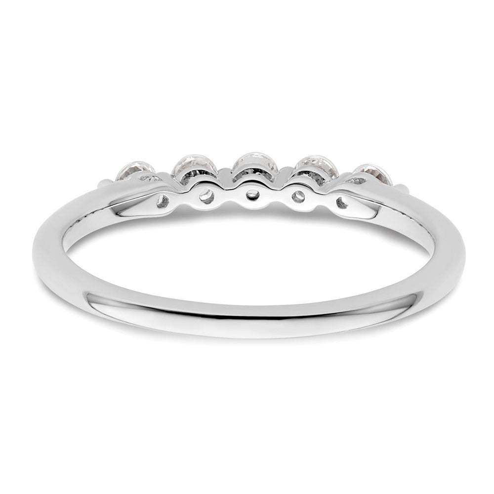 0.25ct. CZ Solid Real 14K White Gold 5-Stone Wedding Band Ring