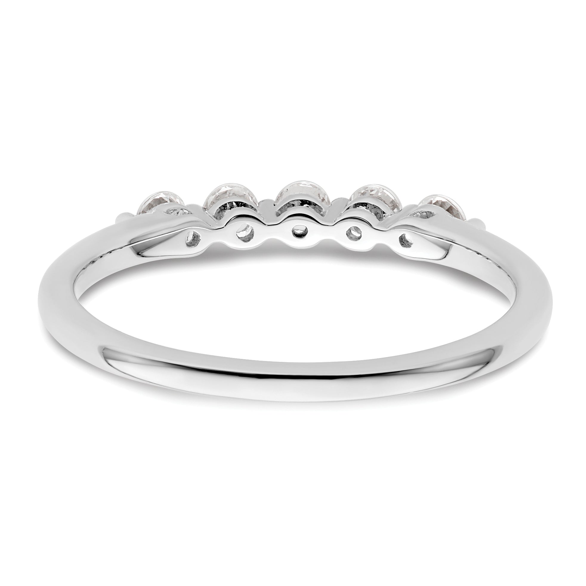 0.25ct. CZ Solid Real 14K White Gold 5-Stone Wedding Band Ring