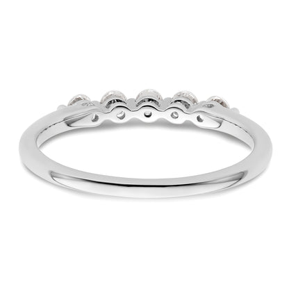 0.25ct. CZ Solid Real 14K White Gold 5-Stone Wedding Band Ring