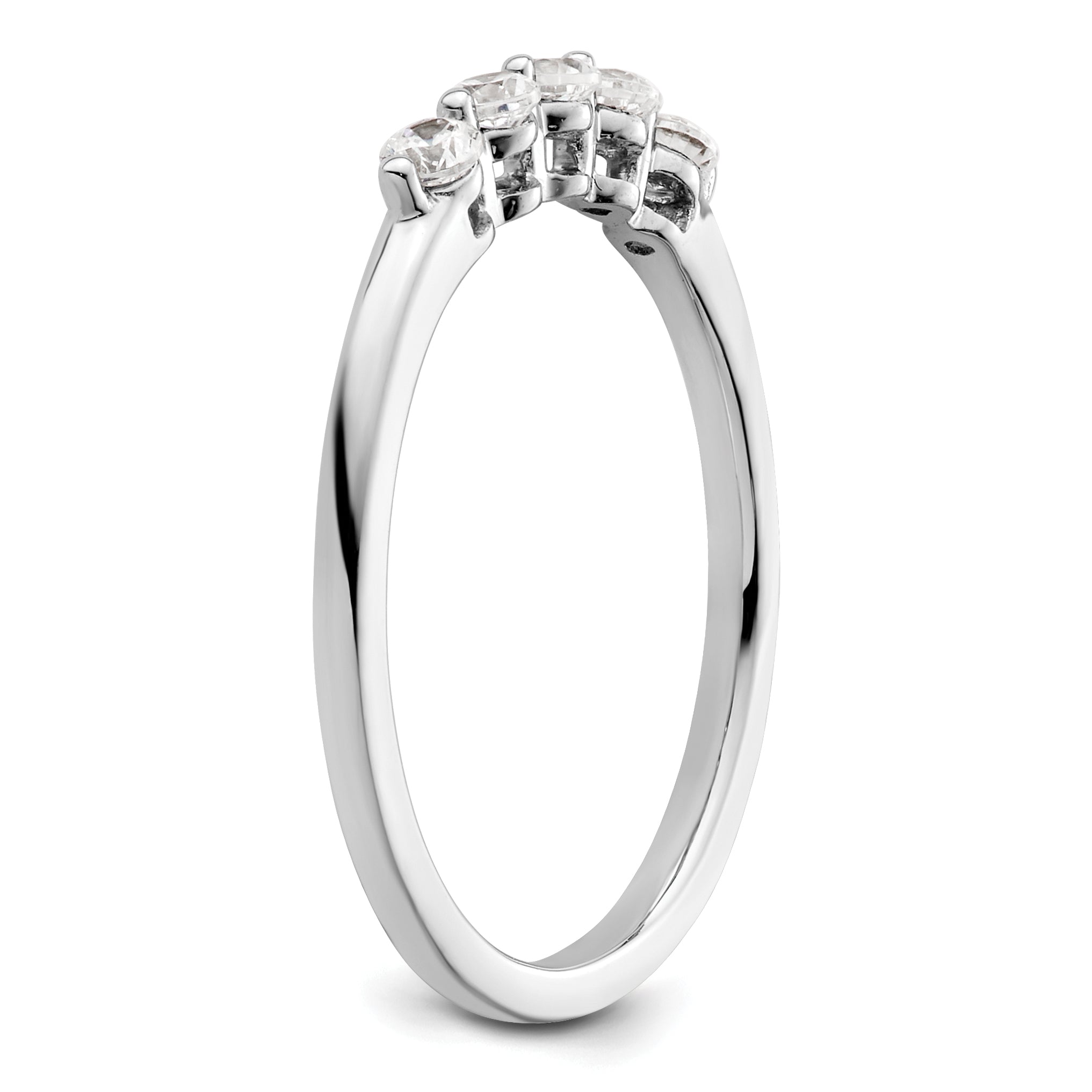 0.25ct. CZ Solid Real 14K White Gold 5-Stone Wedding Band Ring